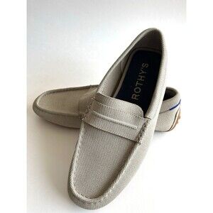 Rothys Men's Driver Loafer Tan Recycled Polyester Size 10.5 Slip On Preppy